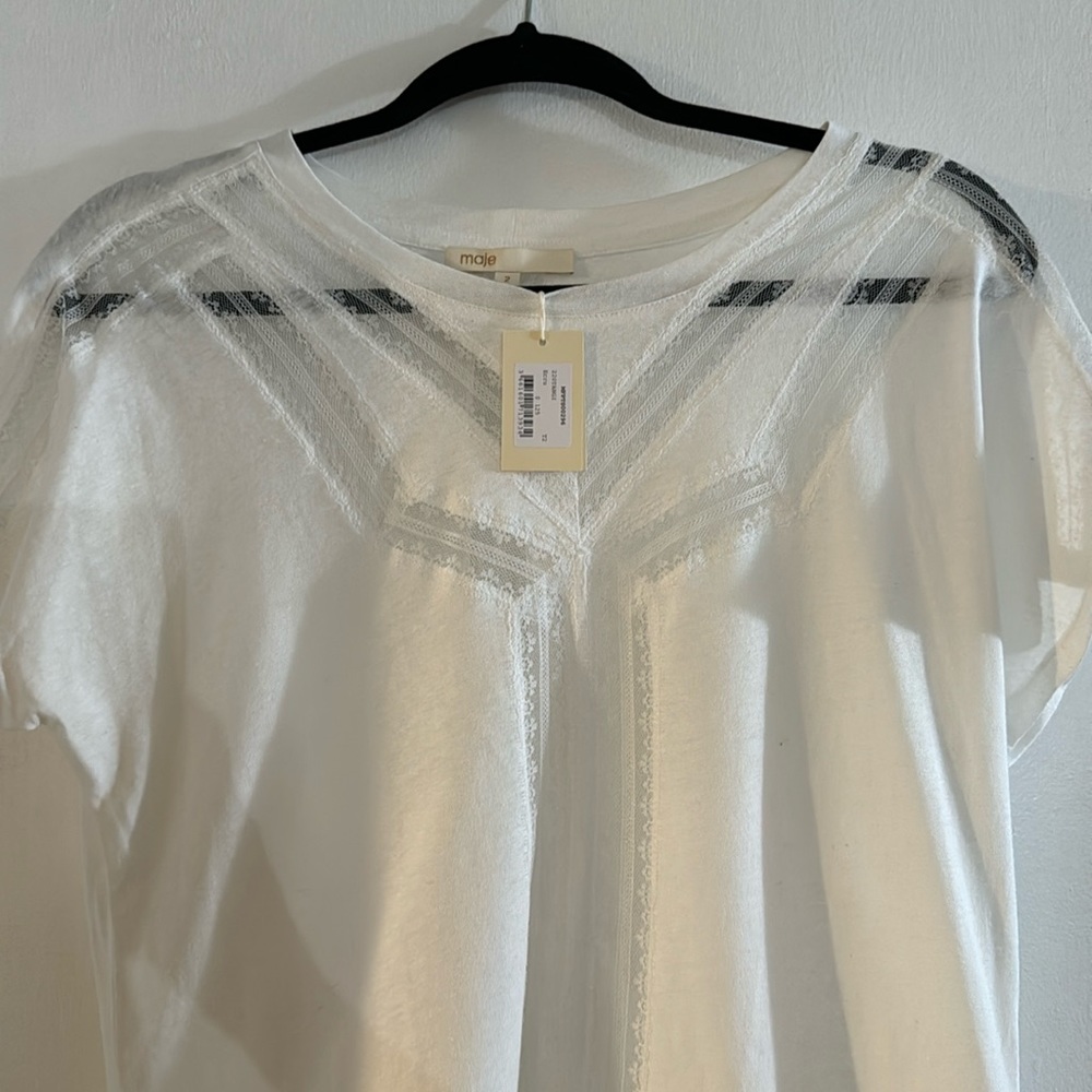 Beautiful Maje lace detail Tshirt in size 2